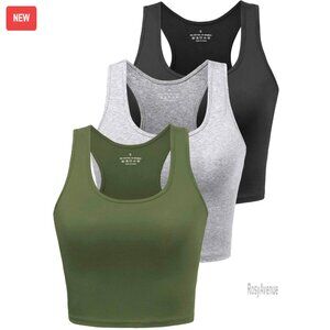 Cotton Spandex Crop Tank Top Racerback Workout Yoga Running Gym Shirt